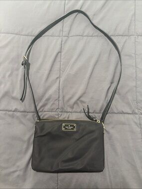 kate spade Black Nylon Crossbody with Gold-Tone Plaque